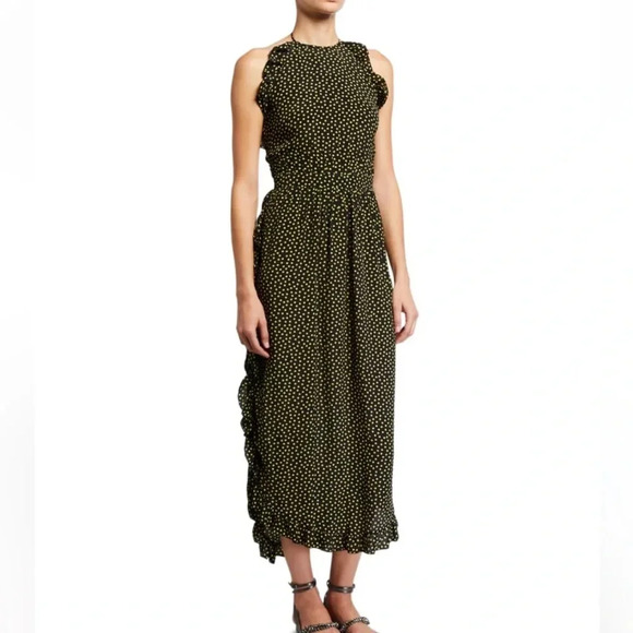 See By Chloe Dot Print Halter Ruffle Dress Black and Yellow Size 8 NWT - Picture 15 of 15